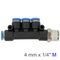 Pu Hose Fitting Manifold 4 X 4mm Port X 1/4